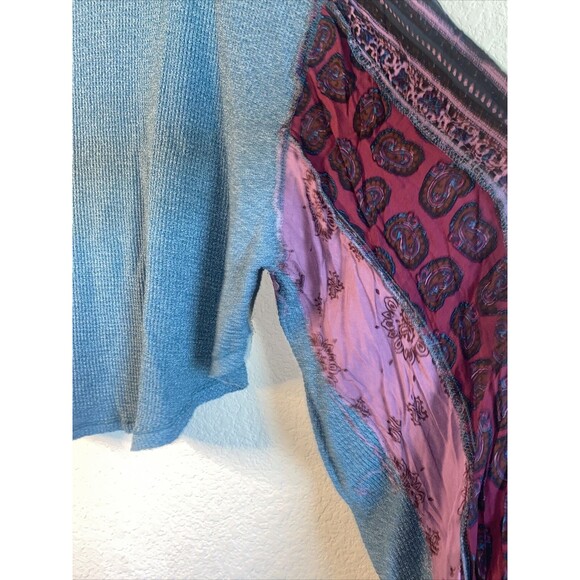 We The Free Sweater Boho thermal Paisley patchwork Drop Shoulder M hippie - Picture 6 of 10